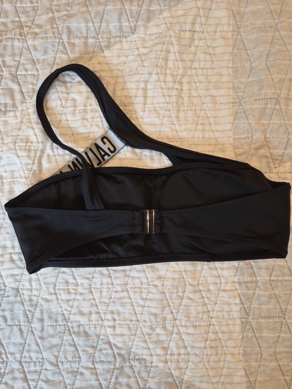 Calvin Klein Black Asymmetric One-Shoulder Swim Top - Picture 6 of 7
